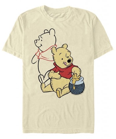 Men's Pooh Line Art Short Sleeve Crew T-shirt Tan/Beige $16.10 T-Shirts