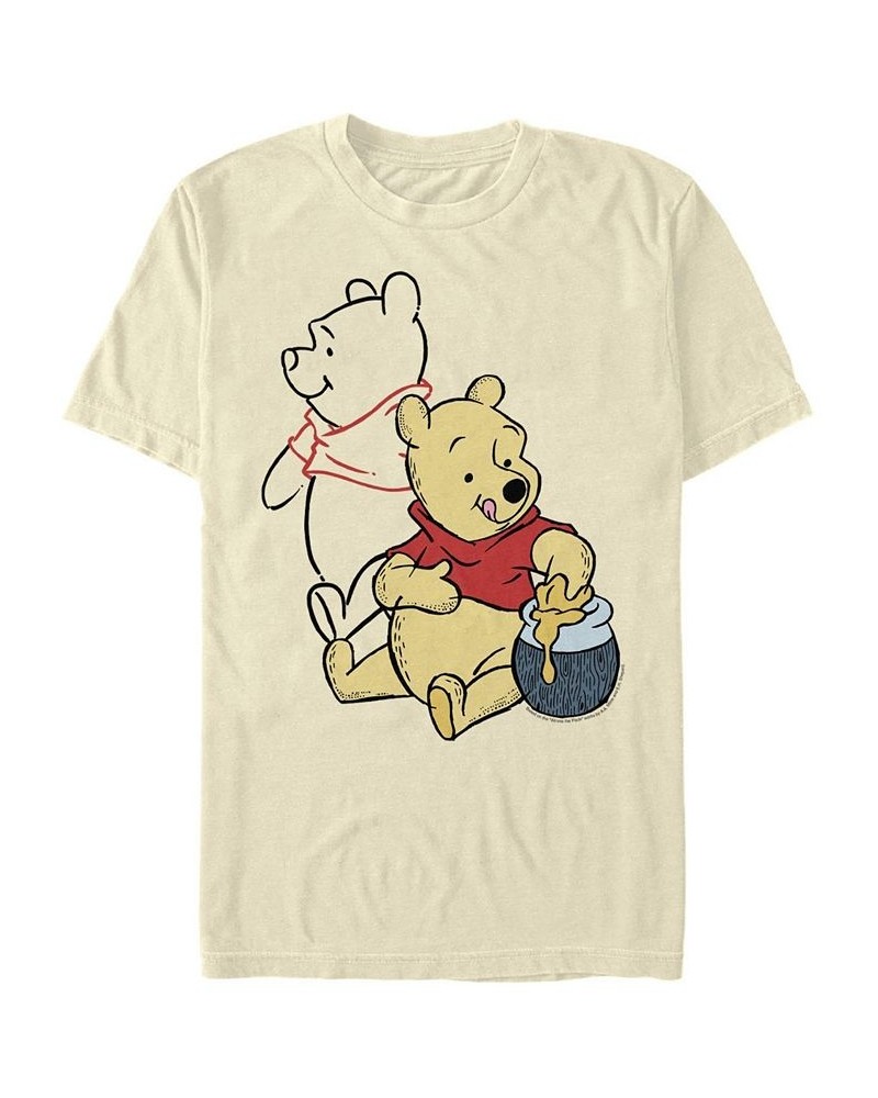 Men's Pooh Line Art Short Sleeve Crew T-shirt Tan/Beige $16.10 T-Shirts