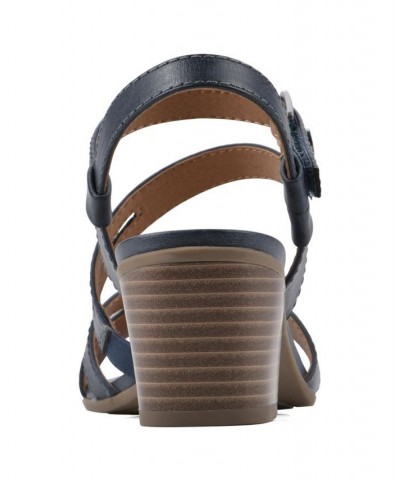 Women's Let Go Stacked Heel Sandals Blue $43.45 Shoes