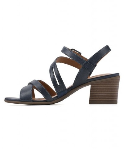 Women's Let Go Stacked Heel Sandals Blue $43.45 Shoes