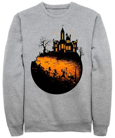 Men's Mickey Classic Mickeys Haunted Halloween Crew Fleece Pullover Gray $29.67 Sweatshirt