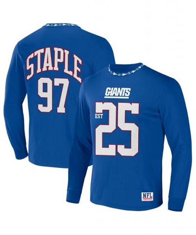 Men's NFL X Staple Blue New York Giants Core Long Sleeve Jersey Style T-shirt $19.27 T-Shirts