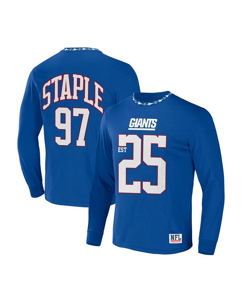 Men's NFL X Staple Blue New York Giants Core Long Sleeve Jersey Style T-shirt $19.27 T-Shirts