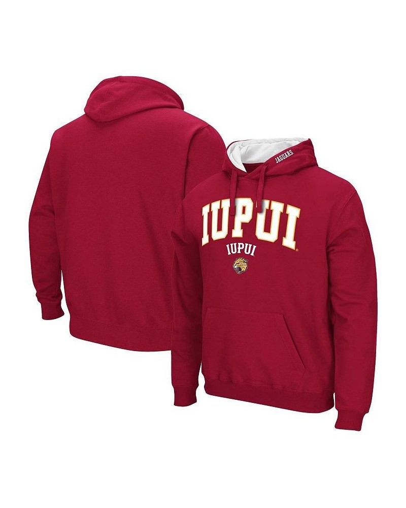 Men's Crimson IUPUI Jaguars Arch & Logo Pullover Hoodie $28.20 Sweatshirt