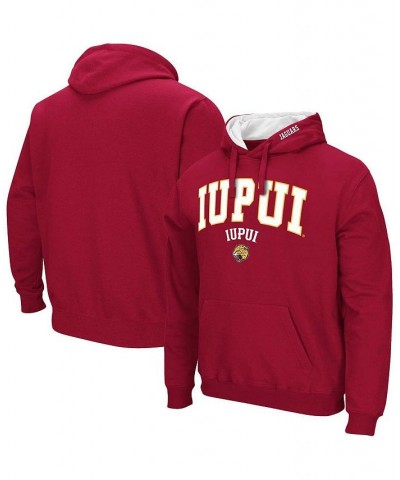 Men's Crimson IUPUI Jaguars Arch & Logo Pullover Hoodie $28.20 Sweatshirt