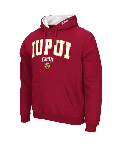 Men's Crimson IUPUI Jaguars Arch & Logo Pullover Hoodie $28.20 Sweatshirt