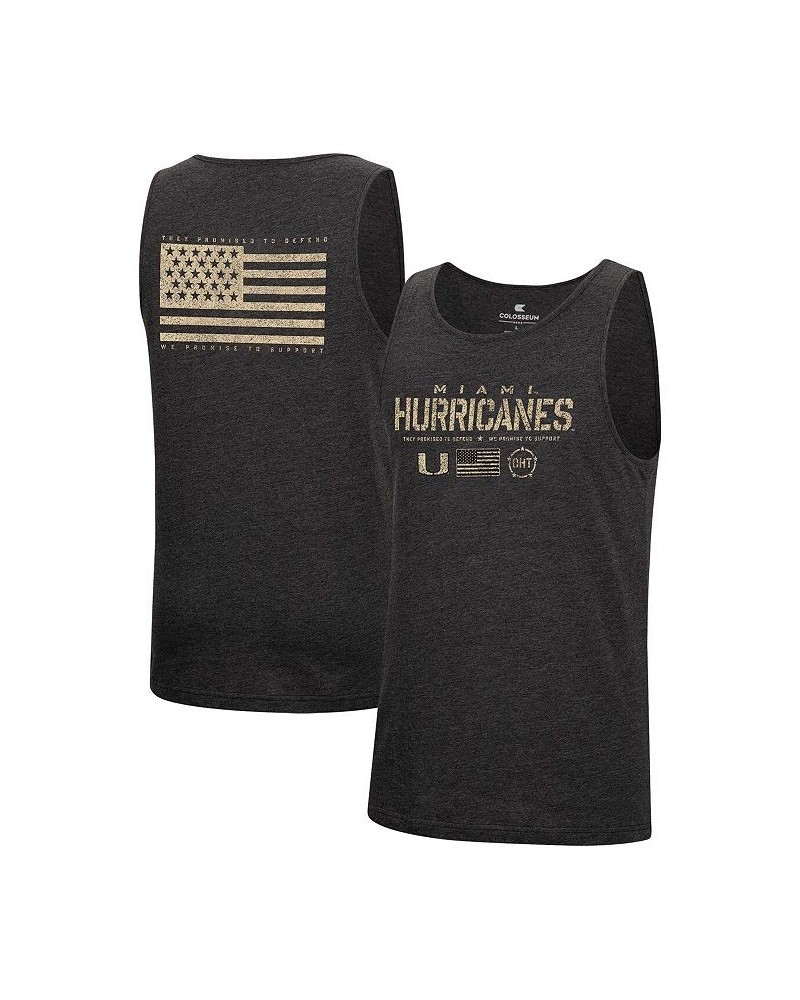 Men's Heathered Black Miami Hurricanes Military-Inspired Appreciation OHT Transport Tank Top $19.20 T-Shirts