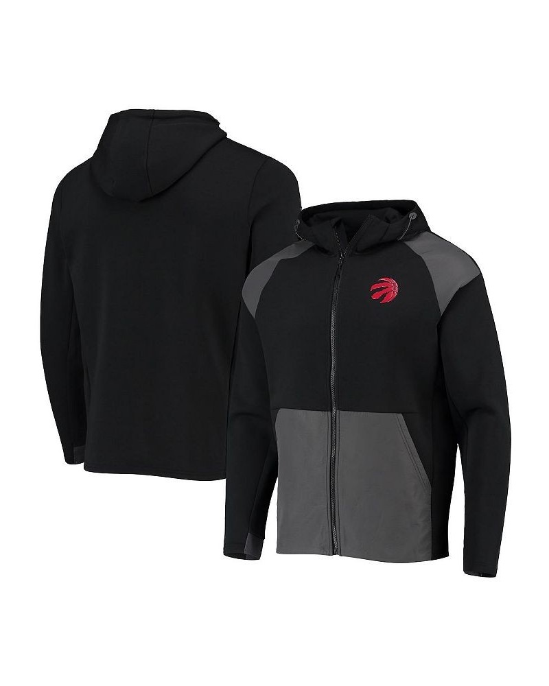 Men's Black, Charcoal Toronto Raptors Velocity Woven Panel Performance Full-Zip Hoodie $41.40 Sweatshirt