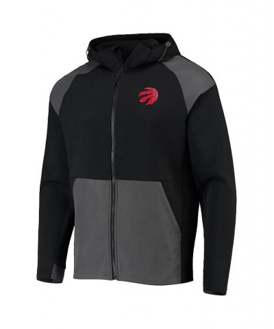 Men's Black, Charcoal Toronto Raptors Velocity Woven Panel Performance Full-Zip Hoodie $41.40 Sweatshirt