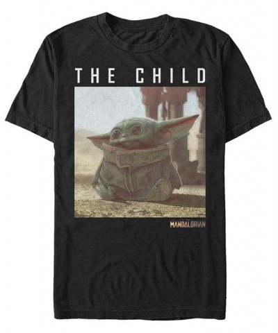 Men's Star Wars The Mandalorian The Child Long Ears Photo Short Sleeve T-shirt Black $15.75 T-Shirts