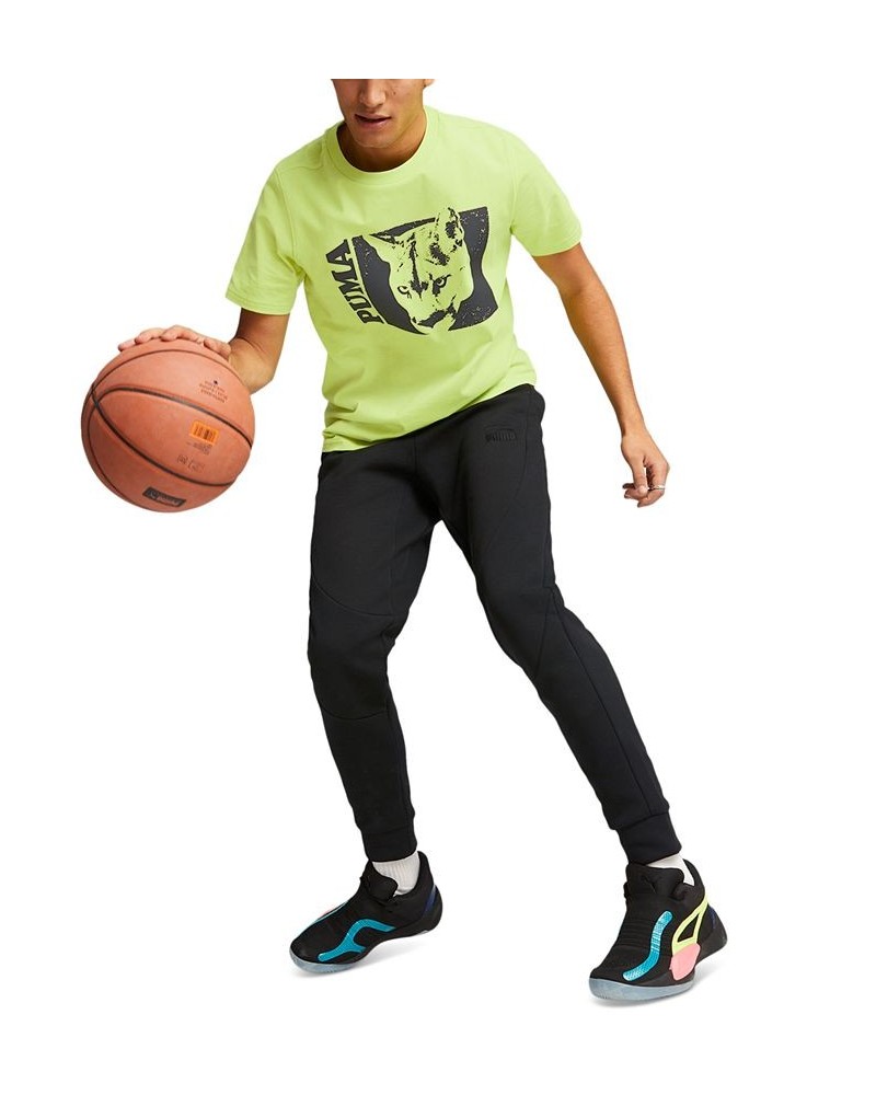 Men's Timeout Cat Graphic Short-Sleeve Crewneck Basketball T-Shirt Green $12.32 T-Shirts