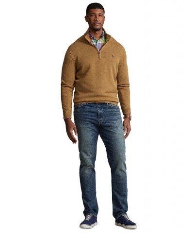 Men's Big & Tall Cotton Quarter-Zip Sweater Tan/Beige $43.47 Sweaters