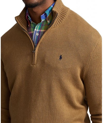 Men's Big & Tall Cotton Quarter-Zip Sweater Tan/Beige $43.47 Sweaters