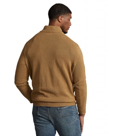 Men's Big & Tall Cotton Quarter-Zip Sweater Tan/Beige $43.47 Sweaters